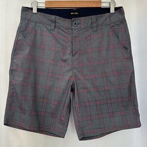 Brixton Men 8“ Inseam Shorts in Color Grey With Red Size W32 Regular Fit